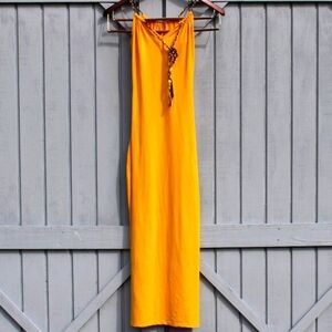 Beautiful Handmade Yellow Maxi Dress – One Size – Braided Strap Detail